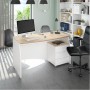 Bureau avec caisson de 3 tiroirs L 136cm - Blanc/chêne