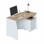 Bureau avec caisson de 3 tiroirs L 136cm - Blanc/chêne