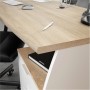 Bureau avec caisson de 3 tiroirs L 136cm - Blanc/chêne