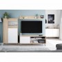 Meuble TV 2 niches et 1 porte avec son étagère murale - Blanc/chêne