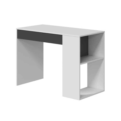 Bureau avec tiroir et fonction étagère intégrée blanc et gris - Blanc/gris
