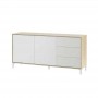 Buffet 2 portes et 3 tiroirs L154cm - Blanc/chêne