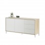 Buffet 2 portes et 3 tiroirs L154cm - Blanc/chêne