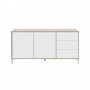 Buffet 2 portes et 3 tiroirs L154cm - Blanc/chêne