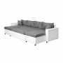 L200U PLUS - Canapé panoramique convertible avec 2 coffres et 2 poufs en simili et microfibre - Gris/blanc