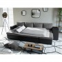 L200U PLUS - Canapé panoramique convertible avec 2 coffres et 2 poufs en simili et microfibre - Gris/noir