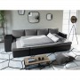 L200U PLUS - Canapé panoramique convertible avec 2 coffres et 2 poufs en simili et microfibre - Gris/noir