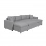 L200U PLUS - Canapé panoramique convertible avec 2 coffres et 2 poufs en tissu - Gris clair