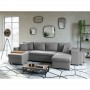 L200U PLUS - Canapé panoramique convertible avec 2 coffres et 2 poufs en tissu - Gris clair