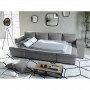 L200U PLUS - Canapé panoramique convertible avec 2 coffres et 2 poufs en tissu - Gris clair