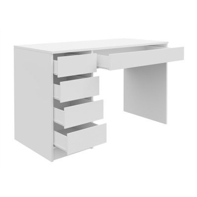 Bureau 5 tiroirs 120 cm - Blanc