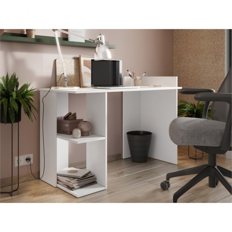 Bureau 2 niches 122 cm - Blanc