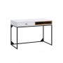 OLIE - Bureau 1 tiroir et 1 niche 120 cm - Blanc/bois