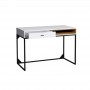 OLIE - Bureau 1 tiroir et 1 niche 120 cm - Blanc/bois