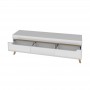 MAREK - Meuble TV scandinave 3 tiroirs 160 cm - Blanc/bois