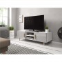 SWEED - Meuble TV 2 portes et 2 niches - Blanc/gris