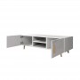 SWEED - Meuble TV 2 portes et 2 niches - Blanc/gris