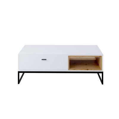 OLIE - Table basse 1 tiroir 120 cm - Blanc
