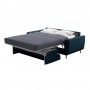 ALLAN - Canapé convertible système couchage express 3 places en tissu et pieds bois clair - Bleu pétrole