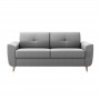 ALLAN - Canapé convertible système couchage express 3 places en tissu et pieds bois clair - Gris clair