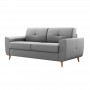 ALLAN - Canapé convertible système couchage express 3 places en tissu et pieds bois clair - Gris clair