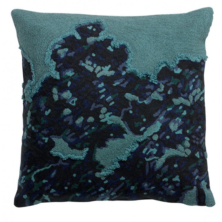 Coussin Mara brodé Vert de gris 45 x 45