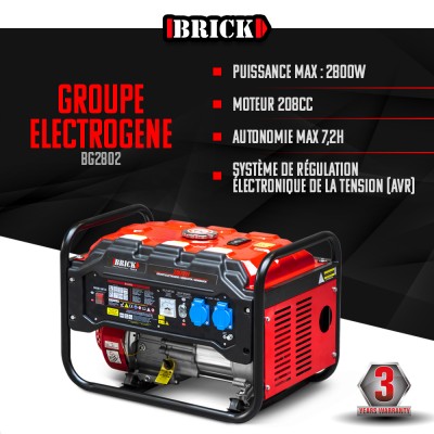 Groupe électrogène 2800W - Essence - Brick