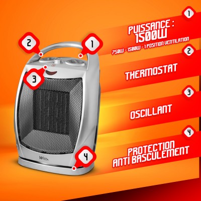 Radiateur céramique oscillant 1500W ? Warm Tech