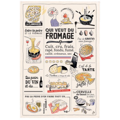 Torchon Qui veut du fromage Ecru 48 x 72