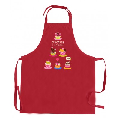 Tablier de cuisine sans poche Cupcake Rouge 72 x 90