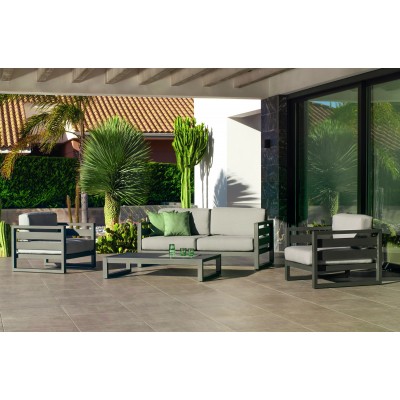 Salon de jardin Sofa COSMOS-7 Finition ANTHRACITE Tissus GRIS CLAIR MARILAND DRALON