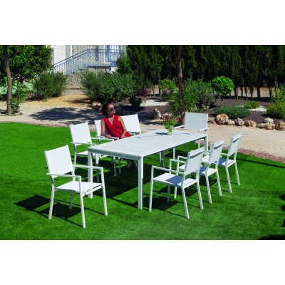 Table à Manger EXTENSIBLE SINGAPUR-150-H77 Finition BLANC