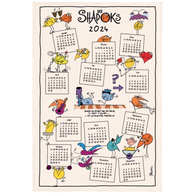 Torchon Shadoks Calendrier 2024 Ecru 48 x 72