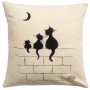 Coussin Dubout 3 chats Ecru 45 x 45