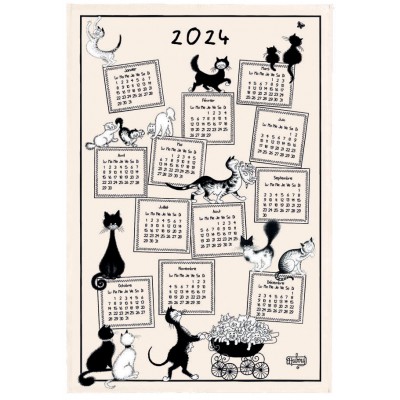 Torchon Dubout Calendrier 2024 Ecru 48 x 72