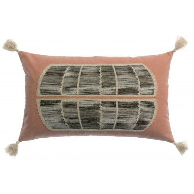 Coussin brodé Yaël Bois de rose 30 x 50