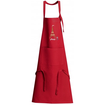 Tablier de cuisine recyclé Tour Eiffel avec poche Rouge 85 x 72
