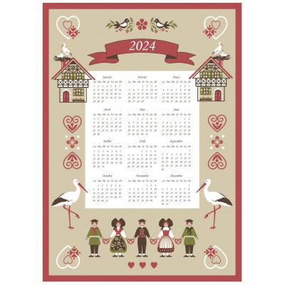 Torchon Calendrier 2024 Hisla Beige 50 x 70