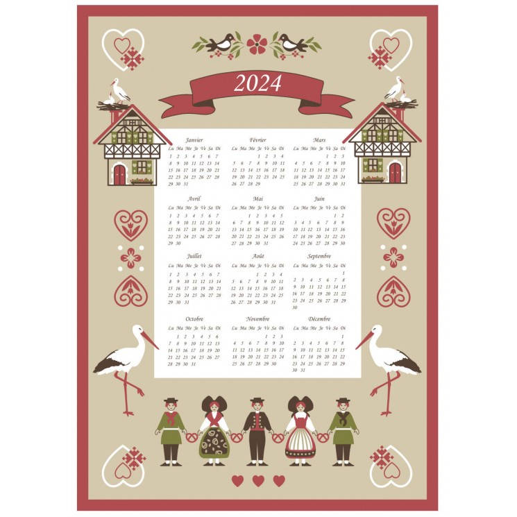 Torchon Calendrier 2024 Hisla Beige 50 x 70