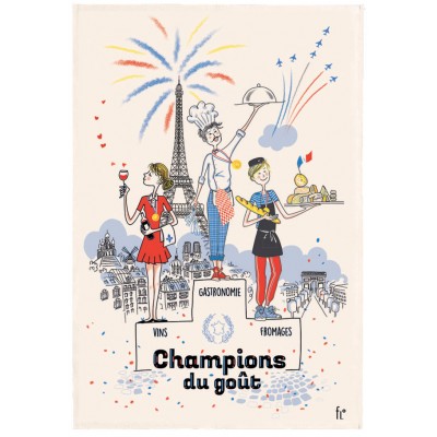 Torchon Les champions du goût Ecru 48 x 72