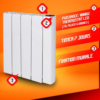 Radiateur inertie céramique 1000 W - Warm Tech