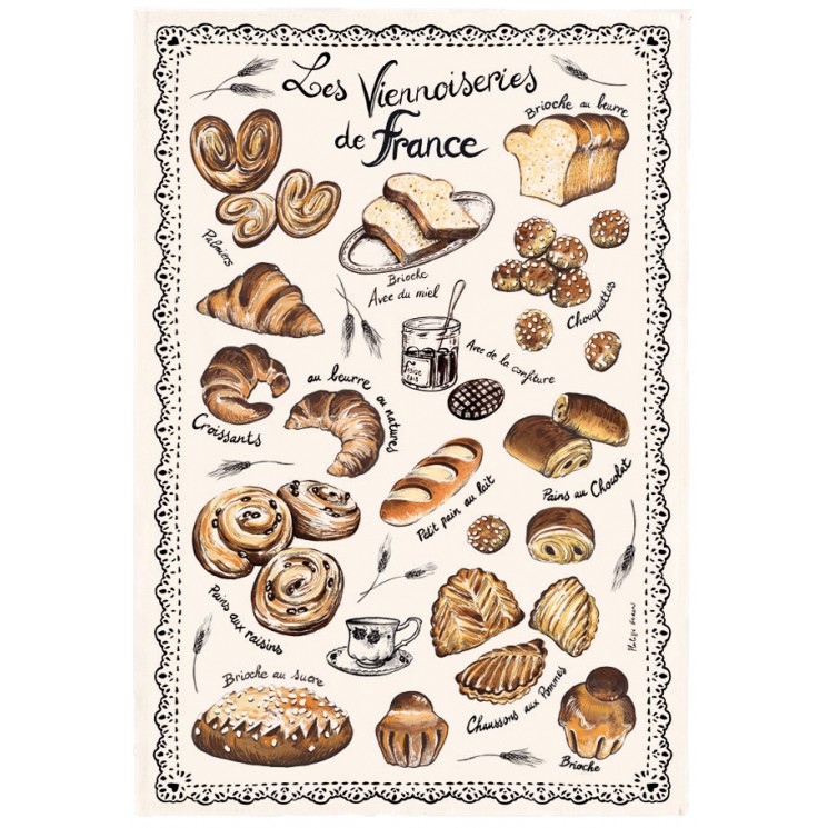 Torchon Les Viennoiseries Françaises Ecru 48 X 72