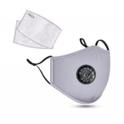 PM2.5M: Masque en Coton Lavable Avec Filtres en Carbone 2 Gris
