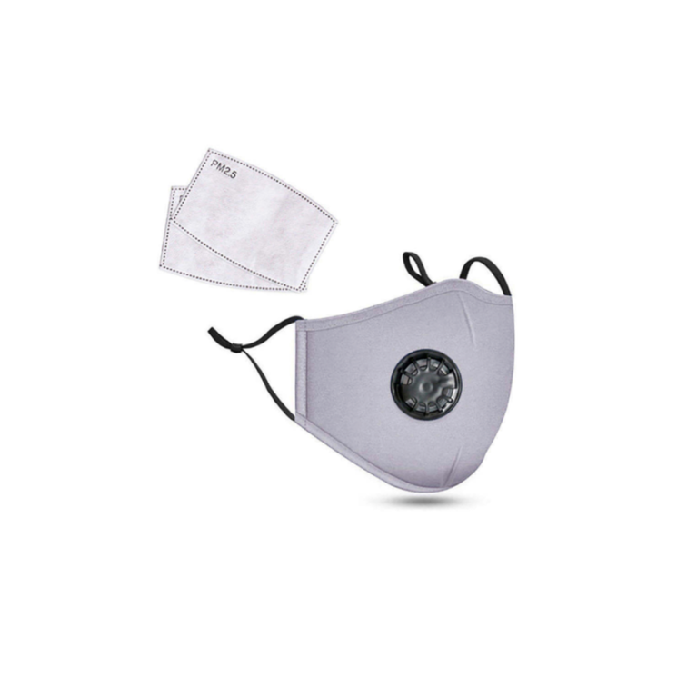 PM2.5M: Masque en Coton Lavable Avec Filtres en Carbone 2 Gris