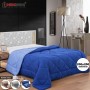 Herzberg HG-2020BCO: Couette En Microfibre Bicolore - 200x200cm Bleu