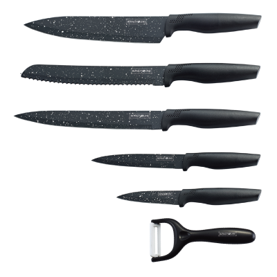 Royalty Line RL-MB5: Set de couteaux de revêtement anti-adhésif5PCS Noire