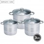 Royalty Line Ensemble de 6 pots en acier inoxydable avec couvercles en verre