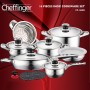 Cheffinger CF-1600S: Batterie De Cuisine 16 Pièces En Acier Inoxydable (Inox)