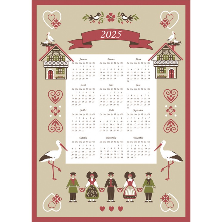 Torchon Calendrier 2025 Hisla Beige 50 x 70