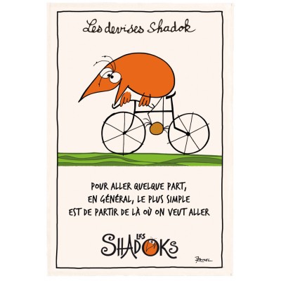 Torchon Shadok À vélo Ecru 48 x 72